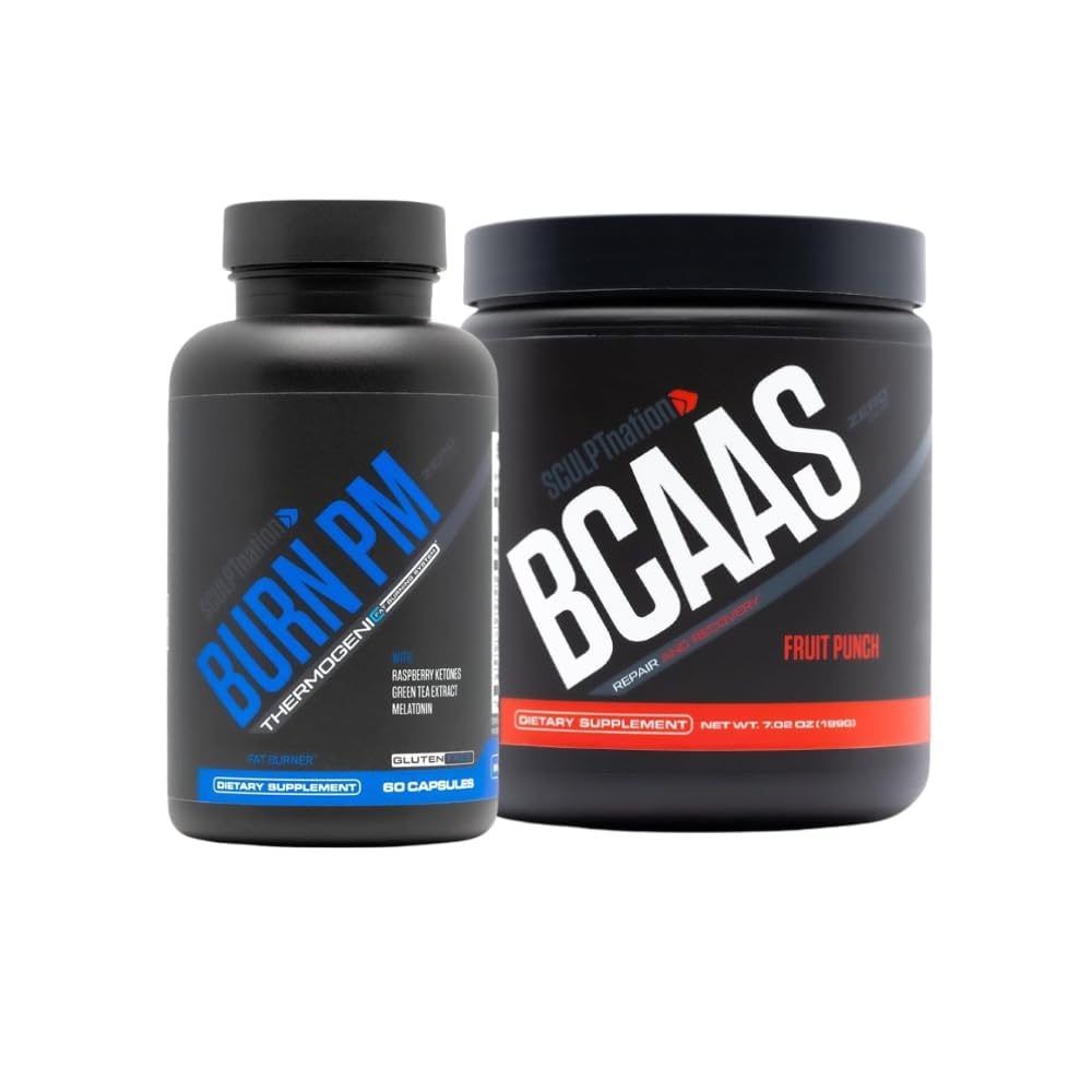 Skulpt Nation by V Shred Burn PM and BCAA Fruit Punch Powder Bundle