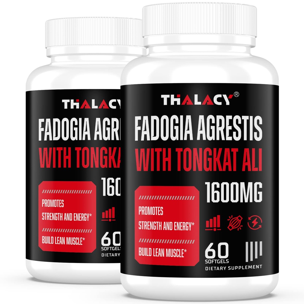 1600mg Fadogia Agrestis Tongkat Ali Suplemen, Fdogia Agrestis Ekstrak untuk Pria dengan Ashwagandha - Kekuatan Maksimum, 120 Softgels