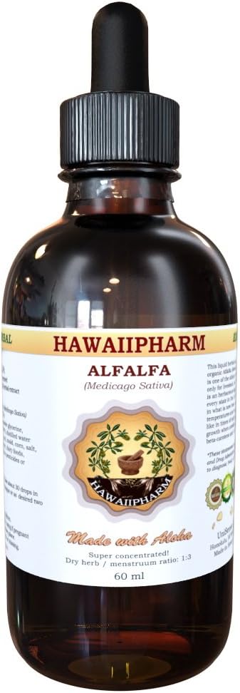 Ekstrak Cairan Alfalfa, Organik Alfalfa (Mediterania Sativa) Penambahan Tincture Leaf 4 oz