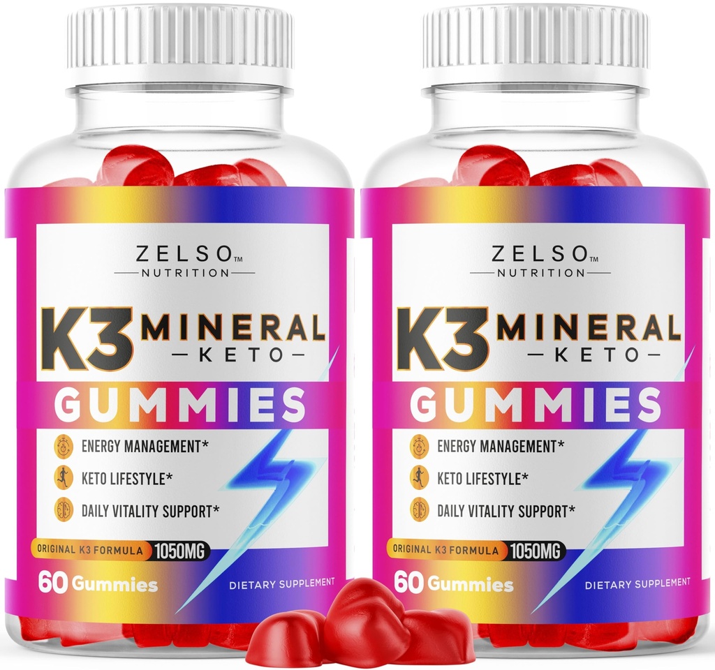(2 Paket) K3 Mineral Keto Gummies - Keto K3 Mineral Gummies, K3 Mineral Advanced Formula Gummies - K3 Vitamin Suplemen, Keto ACV Gummy Mineral K3 - 120 Gummy untuk 2 Bulan