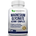 Premium Magnesium Glycinate 425mg - 180 Vegan Capsules - Membantu dengan Stress Relief, Tidur, Kepiting Otot & Hati Sehat 124;