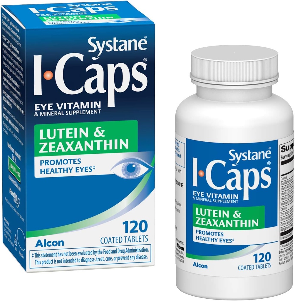 Systane ICaps Eye Vitamin & Mineral Suplement, Lutein & Dalxanthin Formula, 120 Tablets Coated
