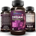 Suplemen Dream Natural Sleep - Relaxing Sleep, Wake Reasted - Non Habit Aid Capsules Free from Sugar, Carbs - Melonasium, Magnesium, 5HTP, L- Theanine, GABA- None-GMO 60 Pill Tidur