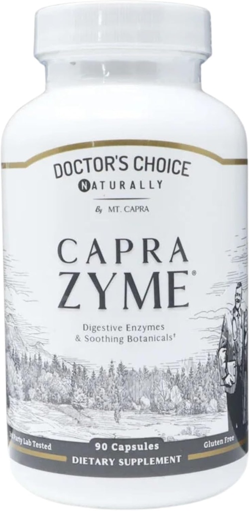 CapraZyme by Gunung Capra 124; Vegetarian Digetical Enzyme Suplement for Men and Women, Amylase, Lipase, Bromelain, Protease, with Bopanical Brapefruit, Ginger, and Turmeric 124le, 90 Capsules