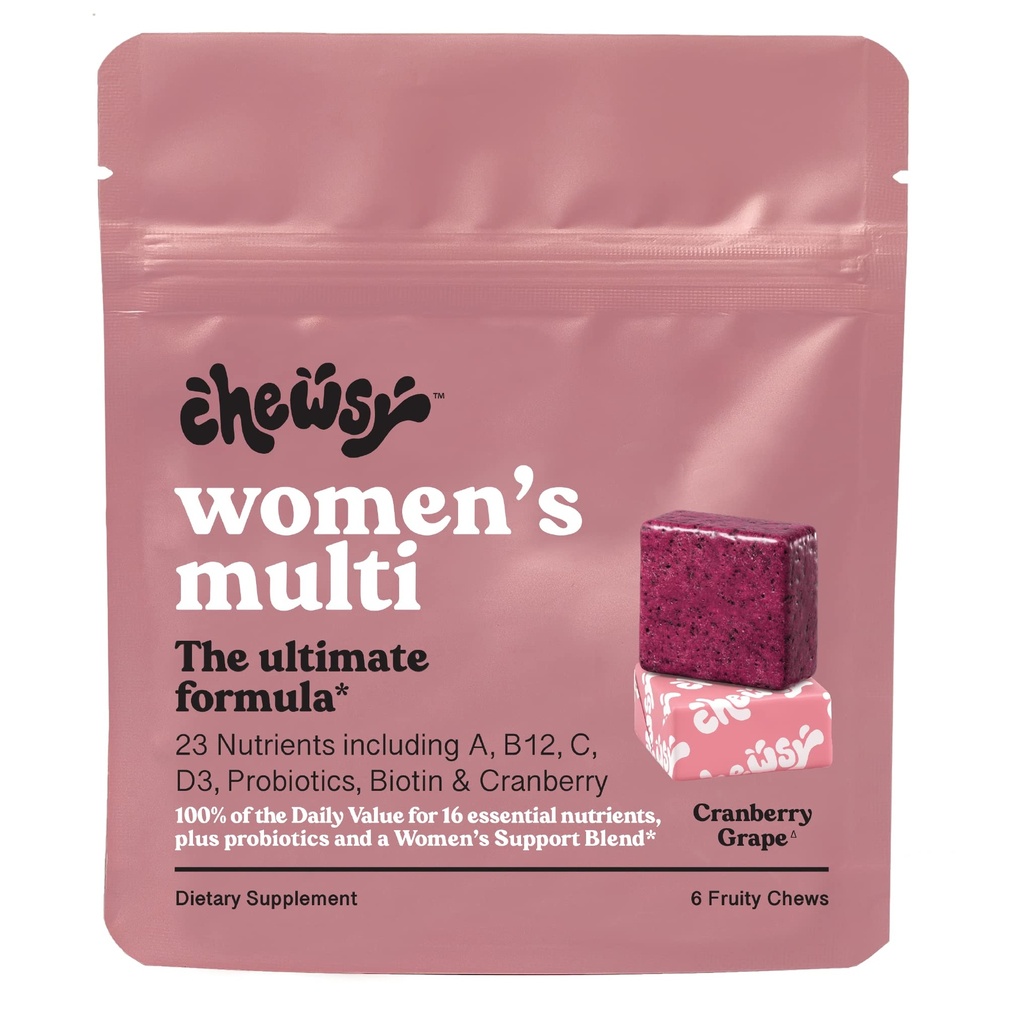 Chewsy - Perempuan 's Multivitamin Chews - Dukungan Imune dan Energi, Vitamin C, B12, A, D, E, Folic Acid, Progories, Biotin - 6 Hari Suppply