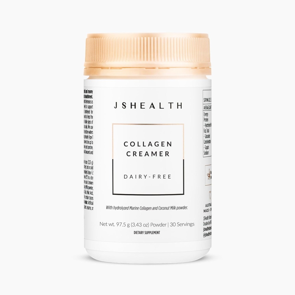 JSHealth Collagen Creamer - Vanilla Collagen Creamer untuk kopi - Dairy Free Healthy Coffee Creamer, 30 pelayan Marine Collagen Peptides