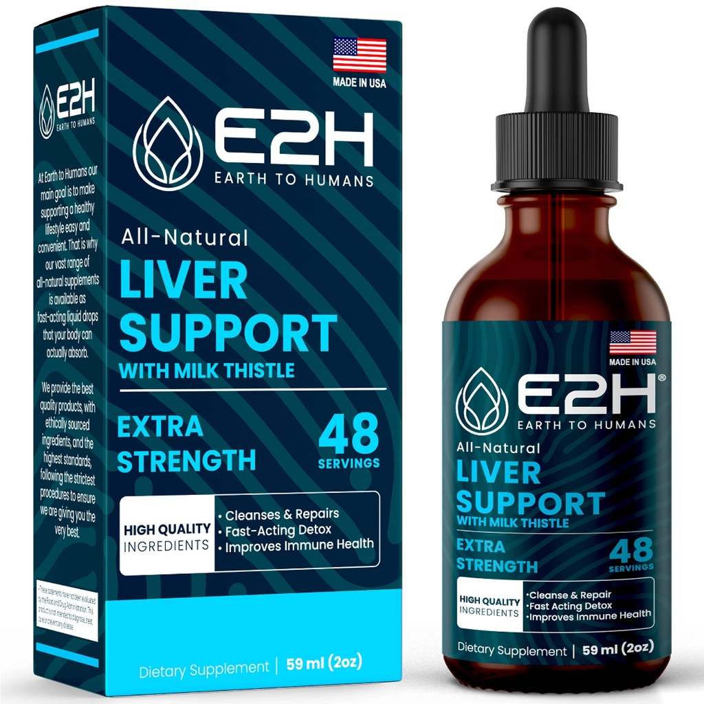 Liver Cleanse Detox & Repair - Herbal Liver Dupliver Dukungan Thistle Milk Silymarin Suite Support with Dandelion Root, Chanca Piedra, Turmeric Root & Artichoke Extract - 2 Fl Oz by E2H