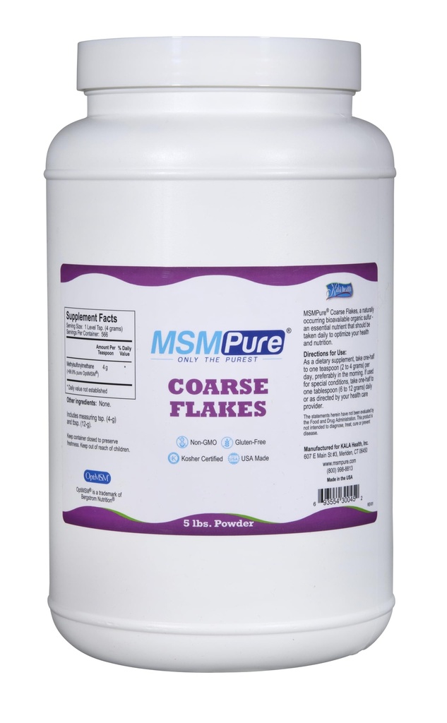 Flakes MSMPure Coarss MSM - US- Made MSM for Joint Health, Skin Appectation, and Hair & Nail Dukung - 5 pon, Organic Sulfur