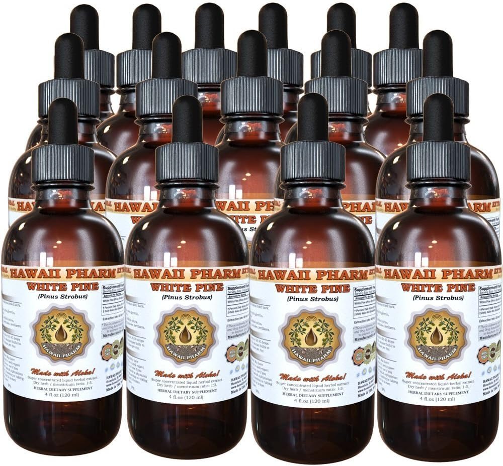 White Pine Liquid Extract, White Pine (Pinus Strobus) Lark Powder Tincture, Herbal Suplemen, Hawaii Pharm, Dibuat di AS, 15x4 f.oz
