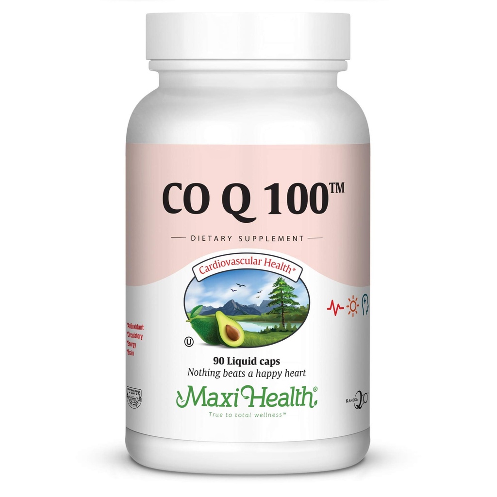 Maxi Health COQ10 100mg Kapsules - 100mg Coenzim Q10 for Heart & Energy Dukungan - Kosher Certified CO Q 10 Suplemen - Non-GMO dan Gluten- Free Heart Health Suplemen - 90 Liquid Capsules