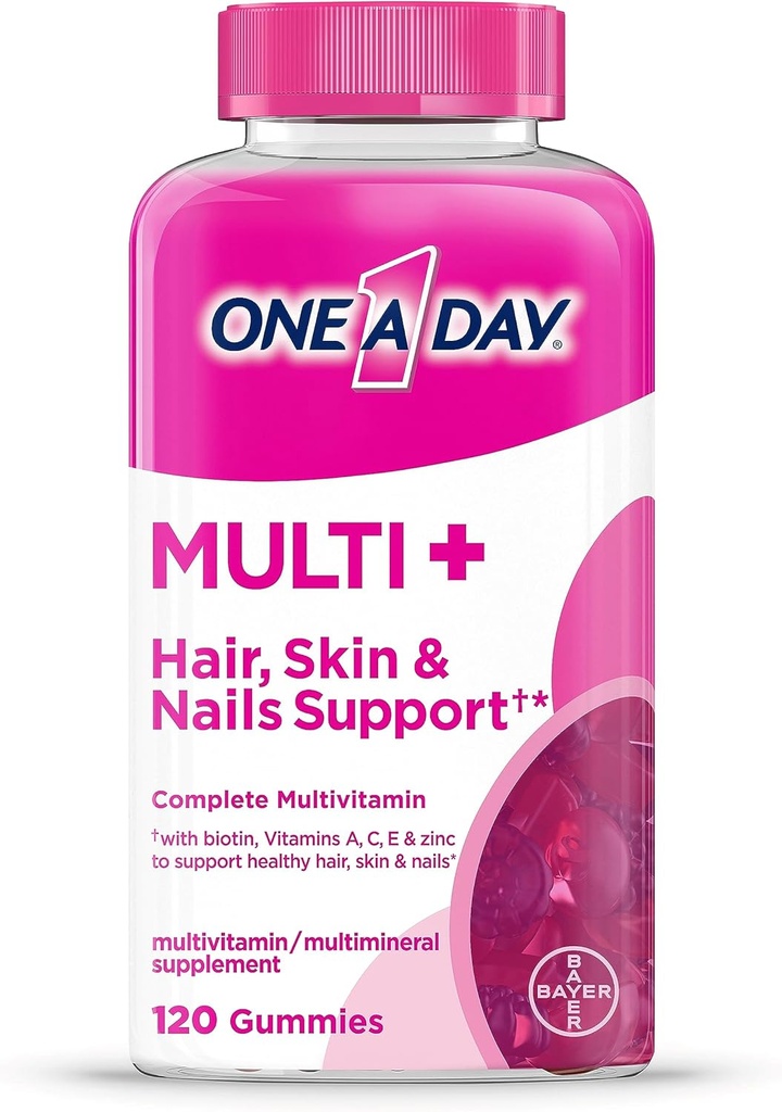 SATU HARI Multi + Hair, Skin & Nails, Multivitamin + Boost of Support for Healthy Hair, Skin & Nails with Biotin and Vitamin A, C, E & Zinc, Gummy 120 Count (2 MonthSuply)