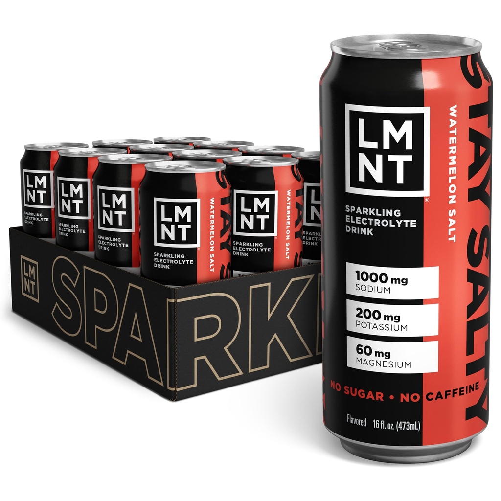 Minum LMNT Sparkling Electrolite Drink - Garam Semangka 124- Count