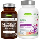Multivitamin & Minerals for Men + Advanced Kid Multivitamin Gumi Bundle, with Methylated B-Vitamin, Vitamin A, C, D3 & E, Clean Label, 60 Tablets + 90 Berry Flavor Gummies, by Igennus