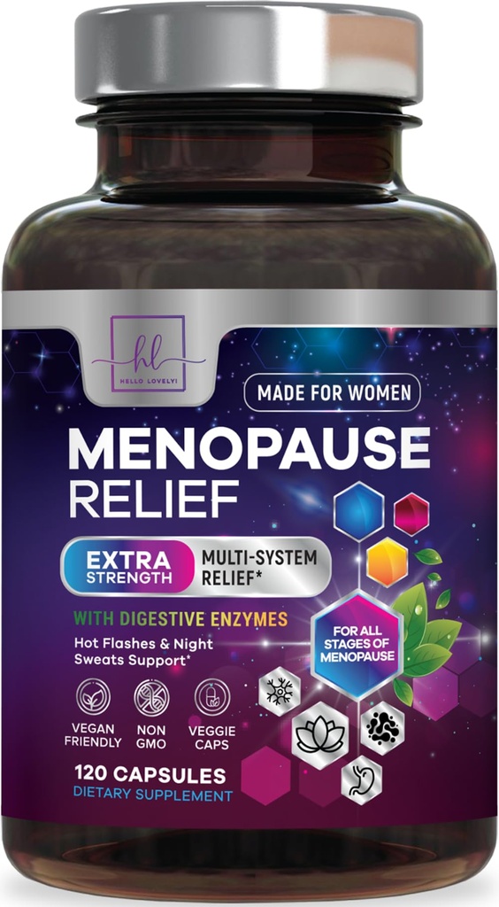 Suplemen Menopause bagi Perempuan dengan Dong Quai, Chaste Berry, Black Cohosh, 8 Milyar CFU Progrees - Hot Flash Night Sweats & Menopause Relief Probiotic for Vaginal, Digetical Health - 120 Capsules
