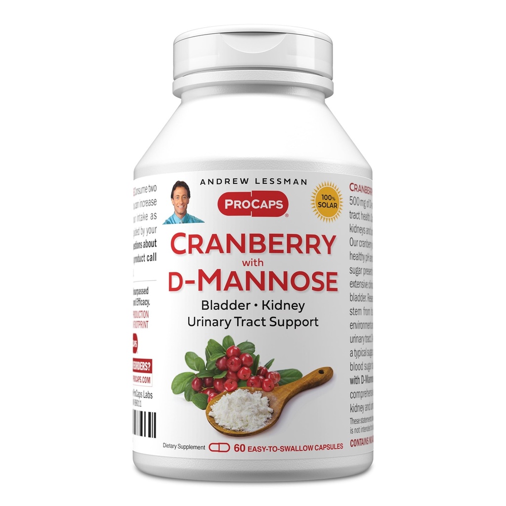 ANDREW LESSMAN Cranberry dengan D-Mannose - 60 Kapsul - Mendukung Bladder, Ginney dan Urinary Trakte Kesehatan. Potensi Tinggi Standardized Cranberry Konsentrasi dan D-Mannose. Mudah untuk menelan Kapsul