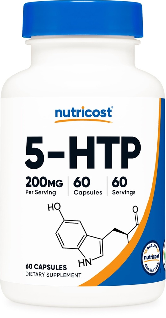 Nutricost 5- HTP 200mg, 60 Vegetarian Capsules (5- Hydroxytryptophan) - Non-GMO & Gluten Free