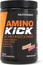 NutraBio Amino Kick - BCAA Powder dengan Natural Caffeine - Amino Acids Suplement for Energy, Hidration & Recovery - BCAAs, Electrolytes & Acids - Orange Mango, 30 Pegawai