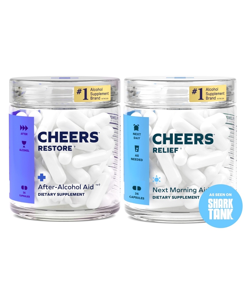 Cheers R & R Combo 124; Restore + Relief 124; Feel Better After Drink