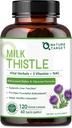 Suplemen Tehnik Susu Target untuk Liver Cleanse Detox & Repair, Dukungan Support dengan 350mg dari 30: 1 Milk Thistle Extract Equalent sampai 10500mg, 120 Veggie Capsules (60 Days Supply)