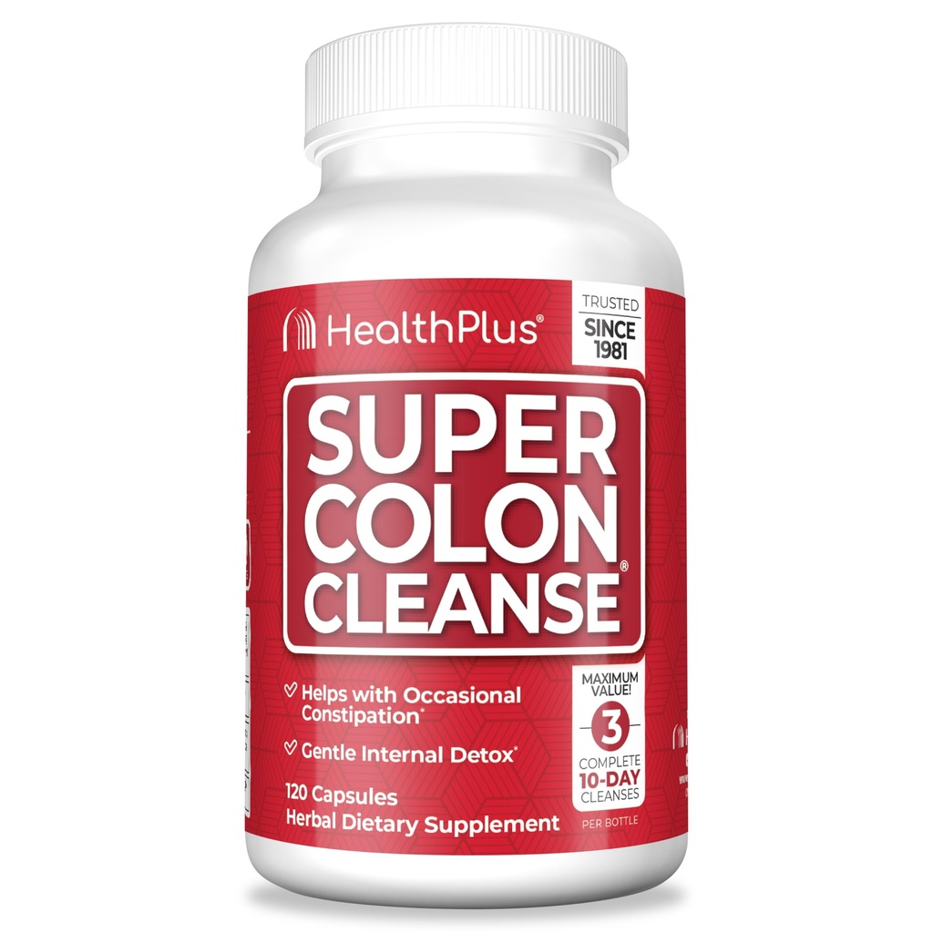 Kesehatan Plus Super Colon Cleanse 30 Day Supply of Gentle Gut Cleanse Detox, Psyllium Husk, Progories for Constipation Relief & Digetives Support, 120 Capsules