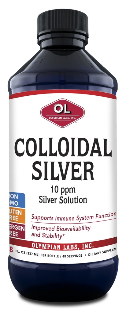 Olympian Labs Colloidal Silver 8floz 45 Servings - 10pppm Dipurified Bioavailable Silver Immune Dukungan