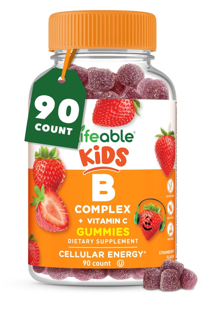 Kompleks Vitamin B Lifeable untuk Anak-anak 124; dengan VIT C 124; Tasting B Besar Kompleks Gummies 12.4; Vegan Anak B Kompleks 124; Energi dan Nerve Dukungan 124; 90 Gummies
