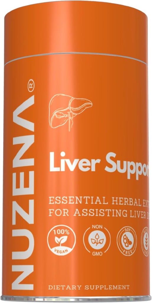 Dukungan Nuzena Liver +, Milk Thistle Silybum Marianum, Turmeric, Dandellion Root & Artichoke Extract dengan Esculity Vitamin, Kemasan Dukungan Kesehatan 60 Liver, dibuat di Amerika Serikat