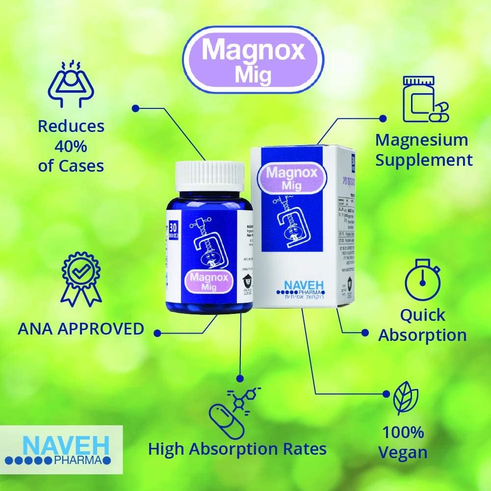MAGNI X Mig Magnesium Tambahan Tablet (30) untuk Sakit kepala Migraine -Karena Defiensi Magnesium, oleh Naveh Pharma