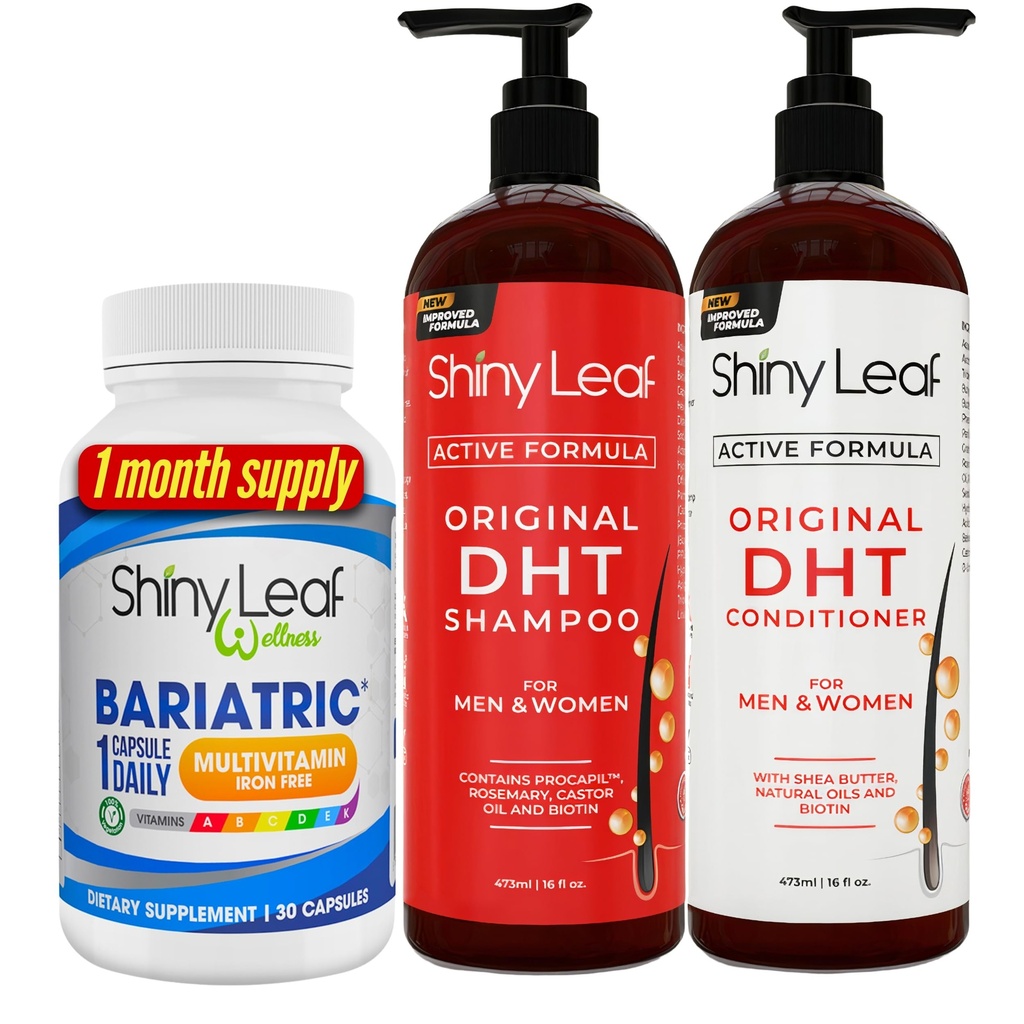 Bariatric Multivitamin Iron- Free and DHT Blocker Shampo dan Conditioner, Hair Loss Shampo dan Conditioner untuk Perempuan dan Pria