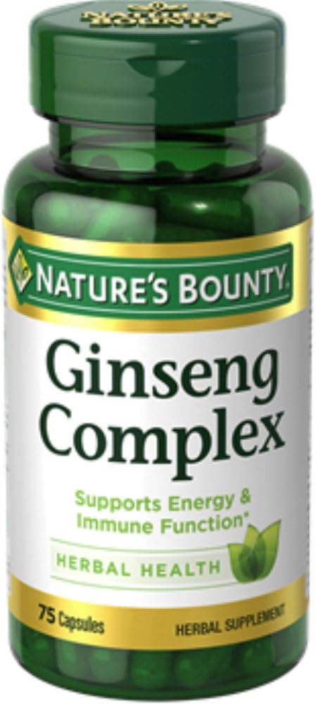 Nature 's Bounty Ginseng Complex Herbal Health Capsules 75 ea (Paket 5)