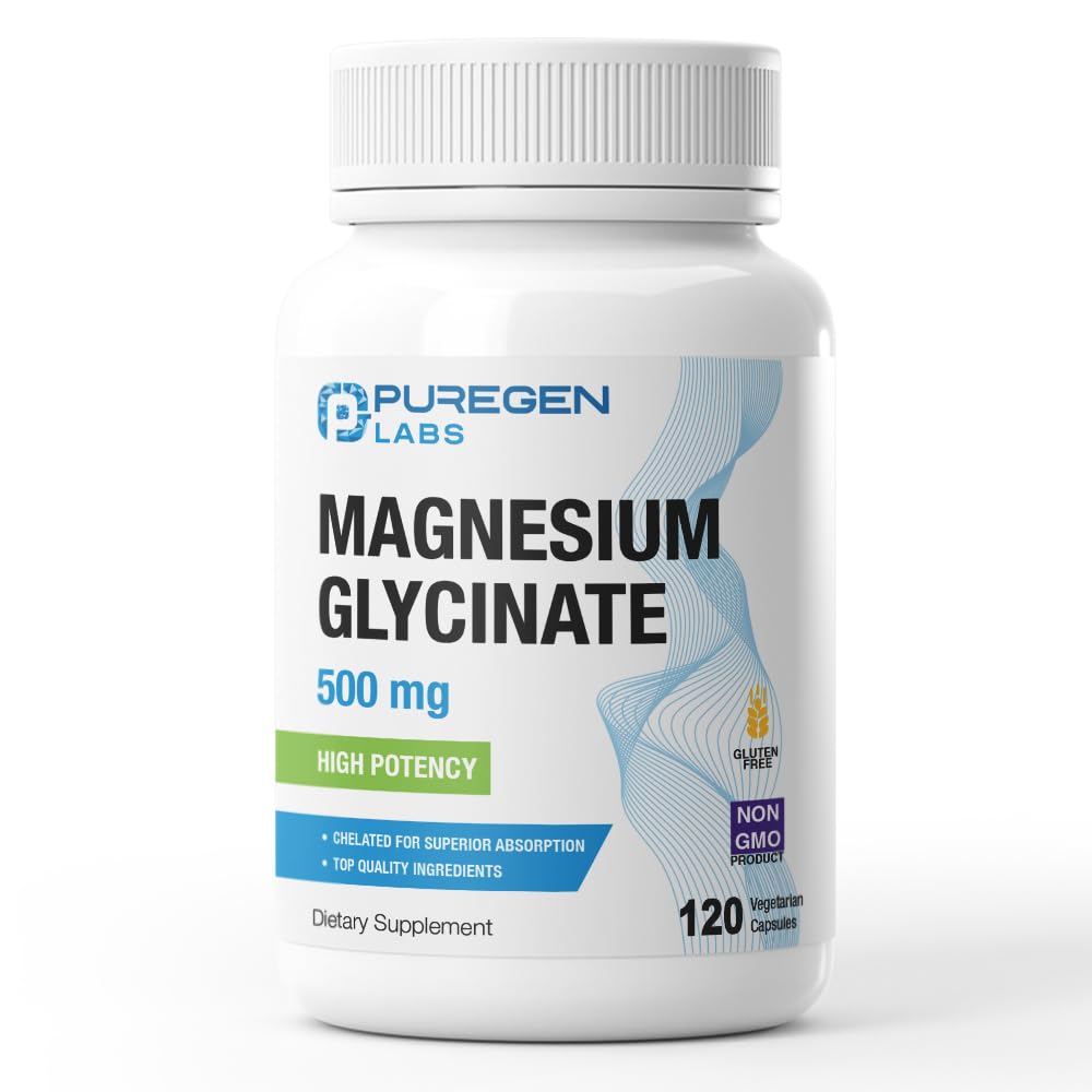 Magnesium Glycinate 500mg [Potensi Tinggi] 120 Veggie Caps, yang disediakan untuk Absorpsi Superior 124; Tidak ada Harmful Addlicm 124; Non-GMO, Gluten dan Dairy, Pasokan Muscle, Gabungan, dan Heart Health- Dibuat di Amerika Serikat
