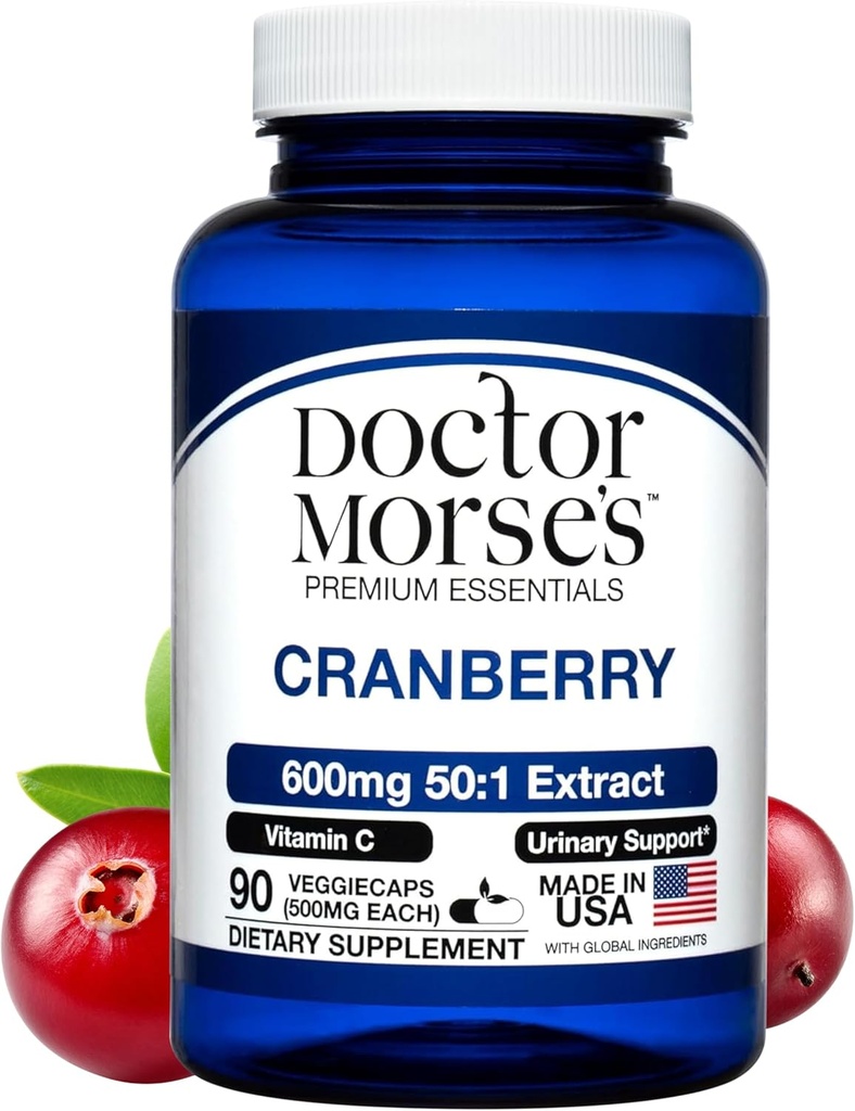 Cranberry Tambahan Pil untuk Perempuan dan Pria, 30000mg Kekuatan, Rangkaian Urin dengan Vitamin C, Dibuat dalam FDA- Terdaftar, NSF- Sertifikasi Fasilitas, Dukungan Kesehatan Overall, 90 Kapsul