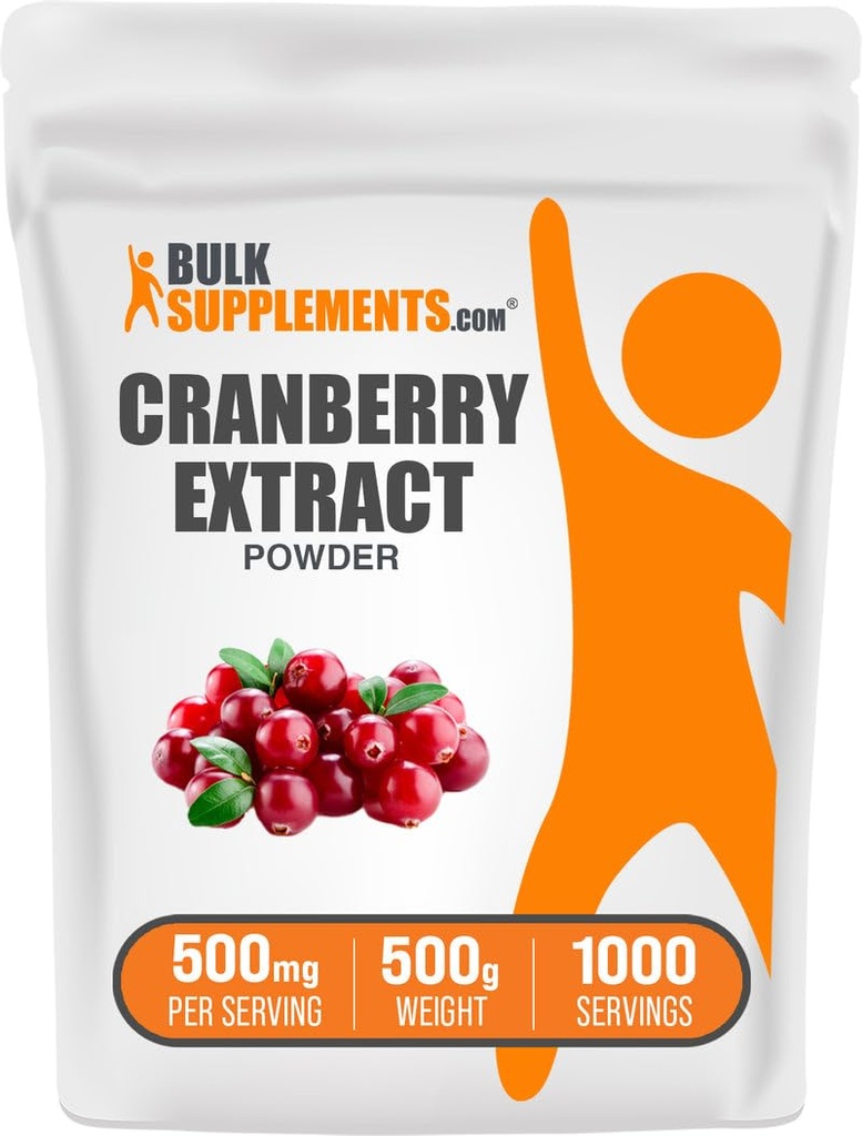 BulkSuppliments.com Cranberry Extract powder - Cranberry Flavoring Powder, Sourced from Vacinium Macrocarpon Fruit - Vegan & Gluten Free, 500mg per Serving, 500g (1.1 lbs) (Paket 1)