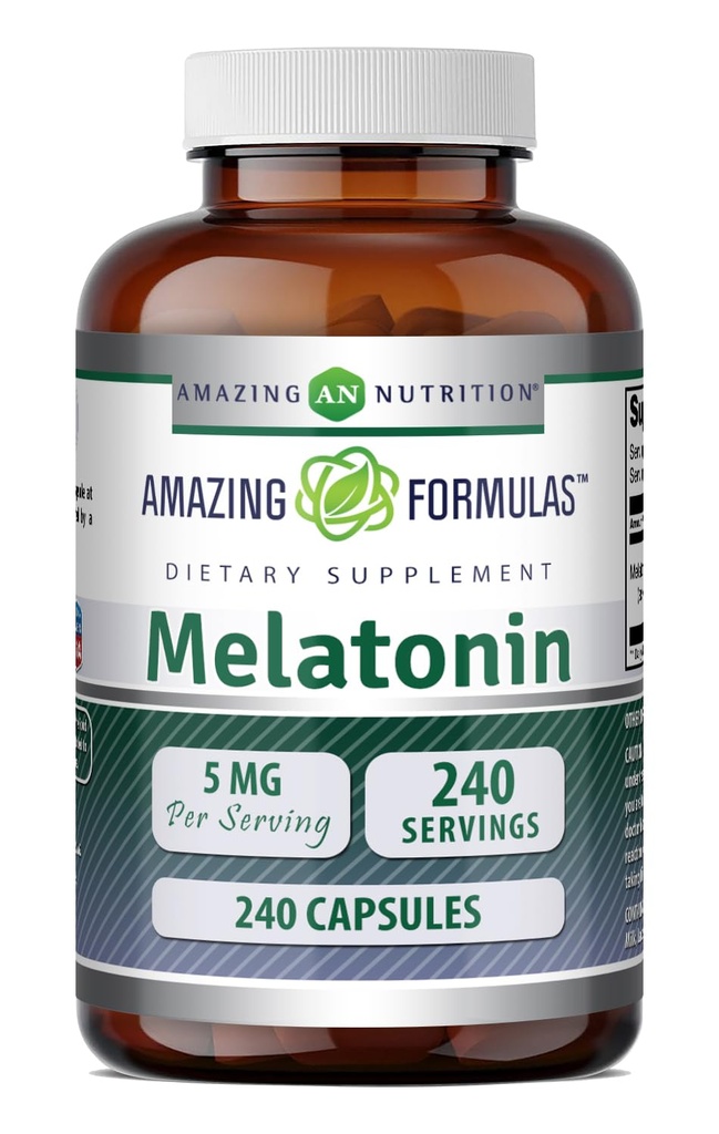 Amazing Formulas Melonatin Supplement: 124; 5 Mg Per Serving 14; 240 Capsules 14; Non-GMO 124; Gluten Free 124; Dibuat di USA