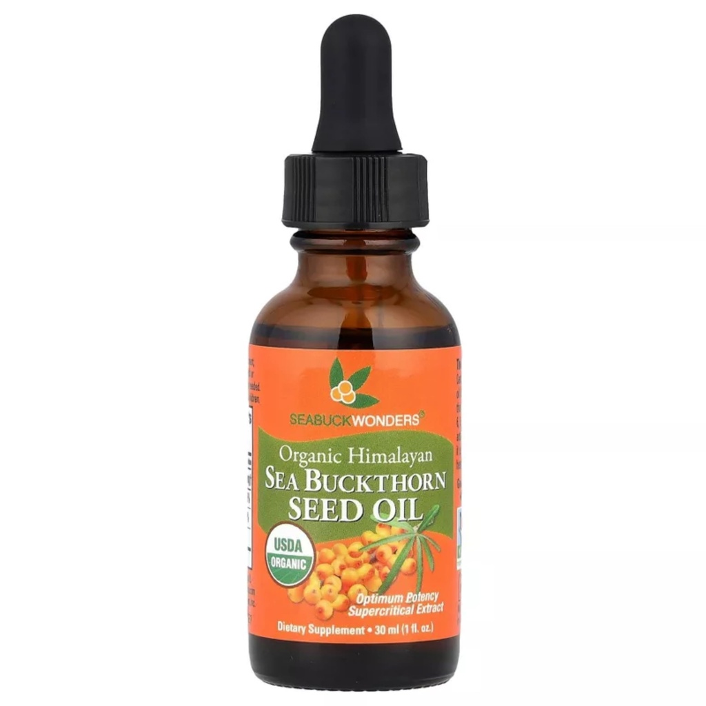 SeabuckWonders Sea Buckthorn Seed Oil, 100% Sertifikasi Organik, 1 FL OZ