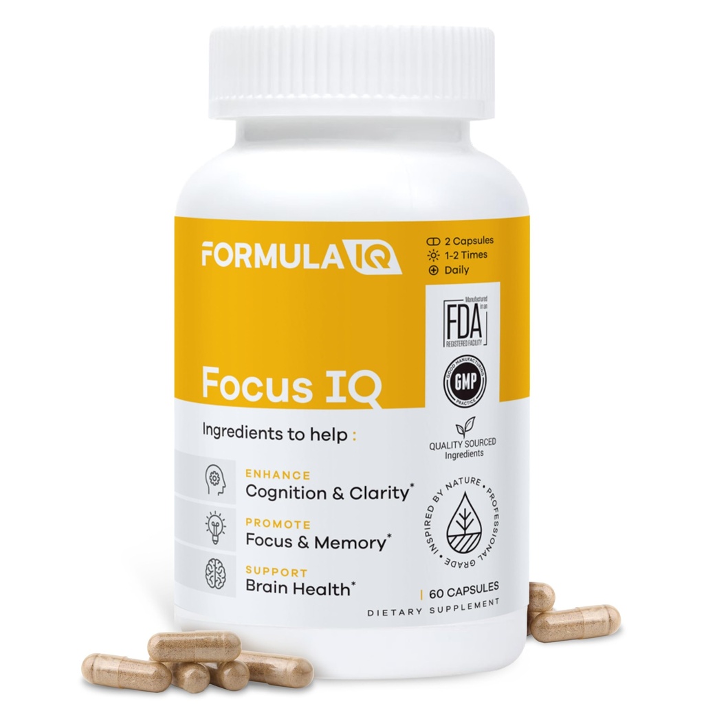 IQ Formula - IQ Fokus - Suplemen Otak untuk Memori dan Fokus - Suplemen Memori - Dukungan Kognitif - 60 Kapsul