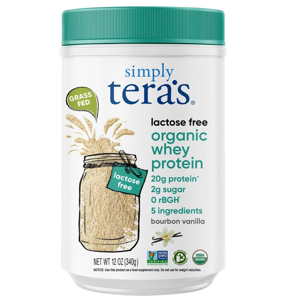 Sederhananya Laktosa Free Organic Whey Protein Powder - Laktosa Free, Vanilla, 20g Protein Per Serving, Non-GMO, Gluten- Free, RBGH-Free, Kosher - 12 Oz