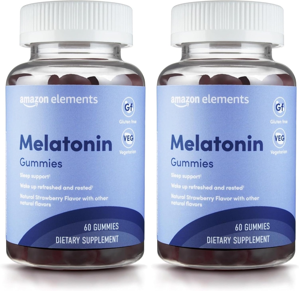 Elemen - Melonatin 10mg Gummies, Supports Restful Sleep, Strawberry, 60 Count (Sebelumnya Revly) (Paket 2)