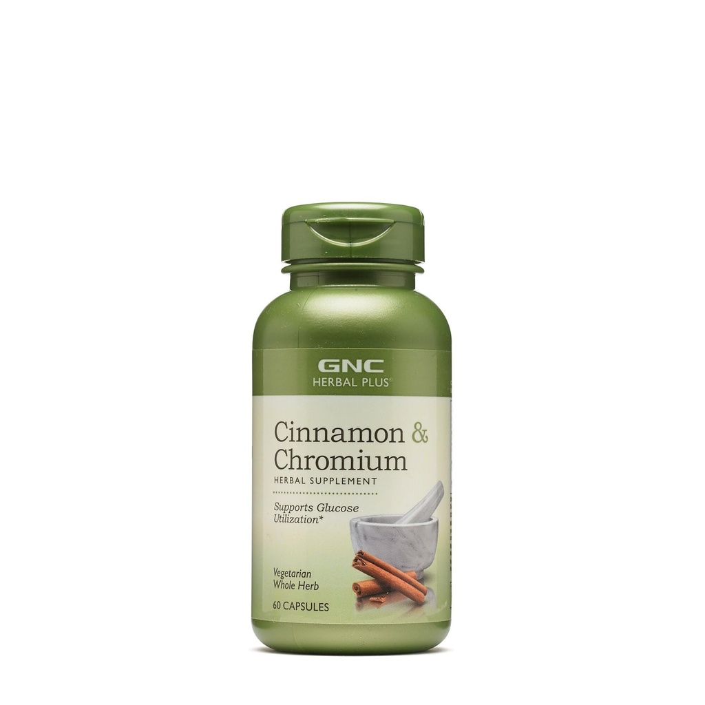 GNC Herbal Plus Cinnamon & Chromium Supplement, Vegetarian, Supports Glean Utilisasi, 30 Servis