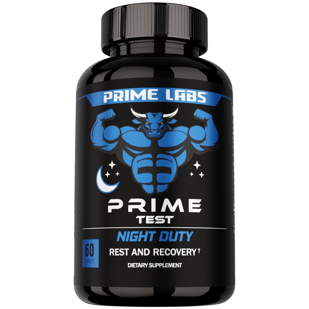 Prime Labs Night Duty - Nighttime Testosterone Booster & Sleep & Support - PM Rest & Muscle Recovery Suplemen - 60 Count