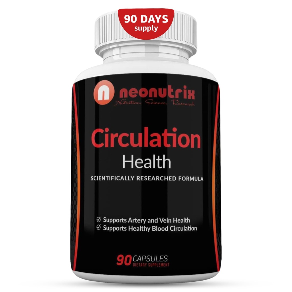 Suplemen Kesehatan Sirkulasi Darah untuk Kesehatan Vein & Artery - L-Arginine, Ginger Root, Hawthorn & Diosmin Cardiovaskular Suplemen Sirkulasi Alam - 90 Capsules oleh Neonutrix