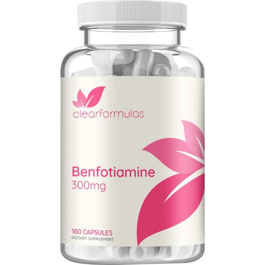 Absorpsi Tinggi Vitamin B1 Benfotiamine 300mg - Benfotiamine Tambahan untuk Glycation Heart dan Nerve Dukungan - Vegan Non-GMO & Gluten Free Fat Soluble Thiamine B1 Suplemen (180 Pelayan)