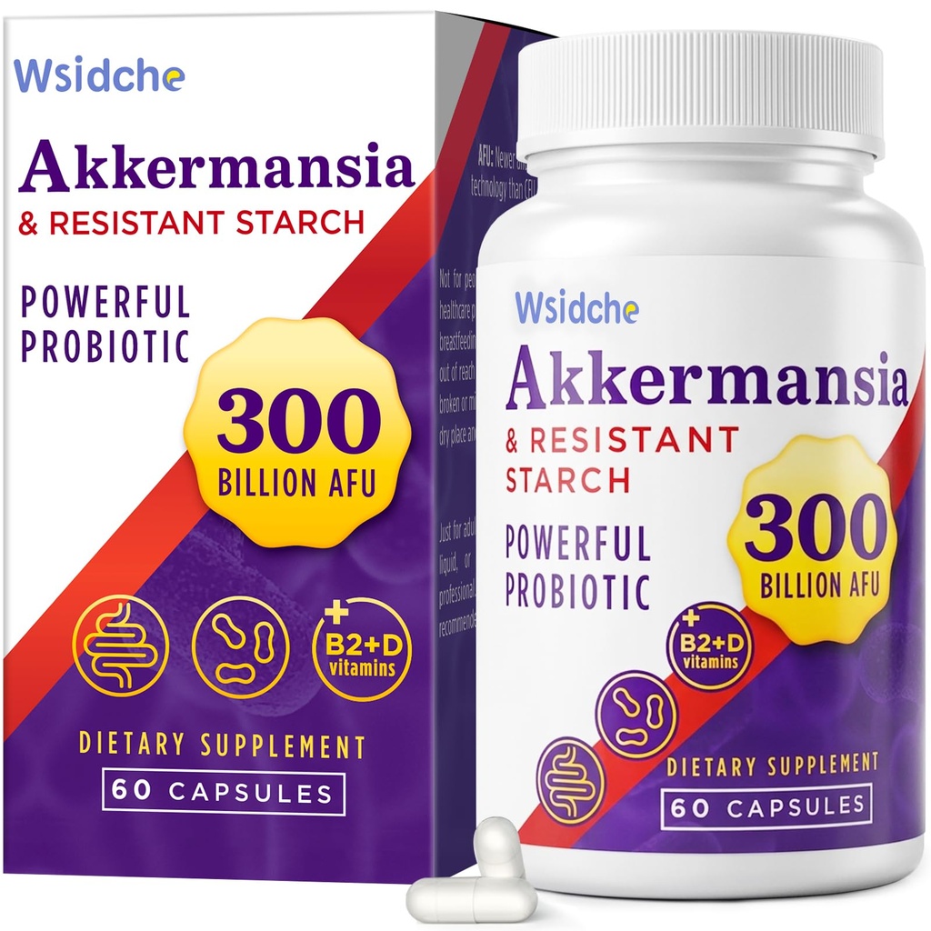 300 Milyar Probiotic Akkermansia 124; GLP-1 Suplemen untuk Perempuan & Pria, Akkermansia Muciniphila untuk GLP-1, Digeptical, Gut, Imune, Enhances Gut Digetical Lining fungsi, Akka Superpital- 60 Caps