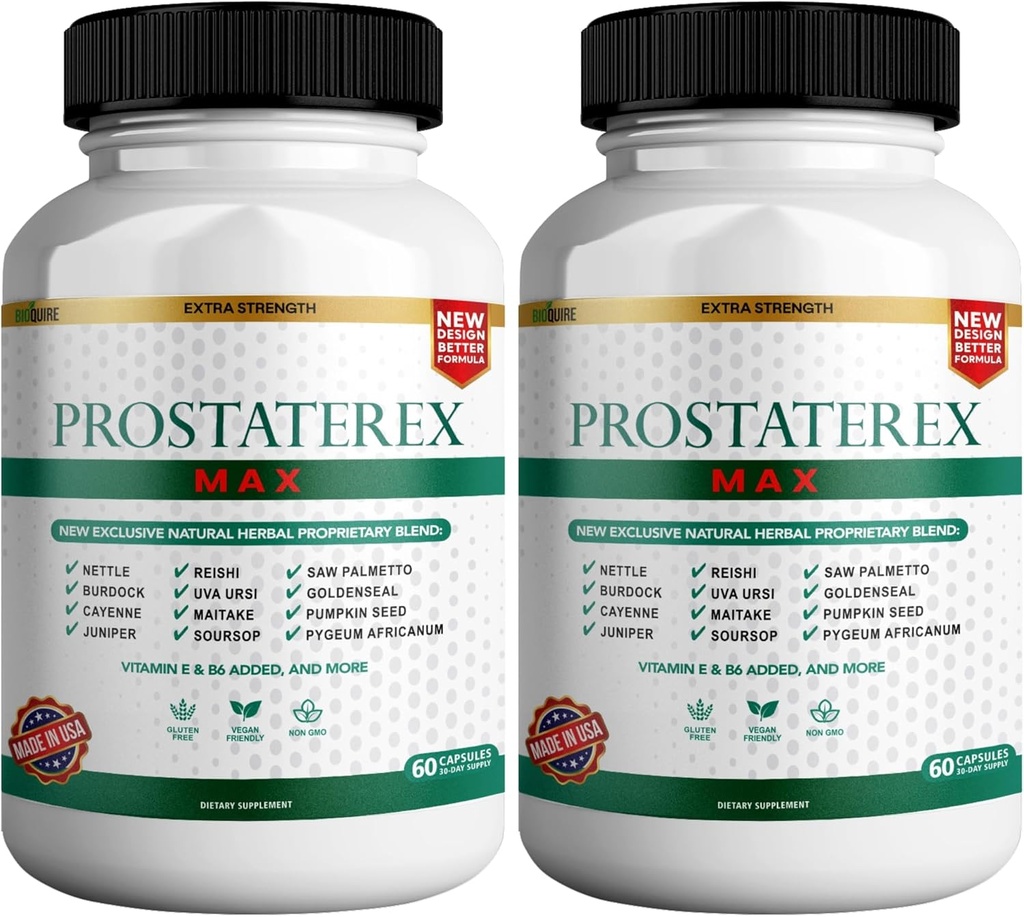 ProstateRex Max Extra Power Prostate Health Supplement, Saw Palmetto, Vegan, Non-GMO, Gluten- Free - 120 Capsules (2)