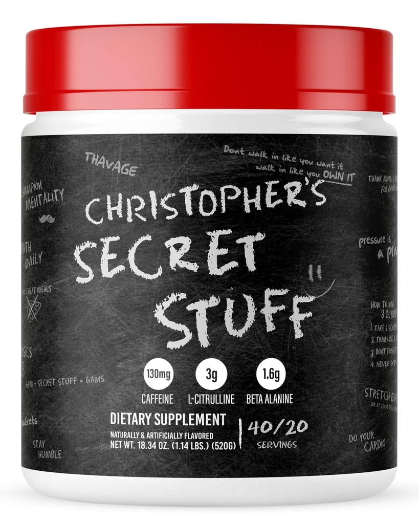 RAW Christopher 's Secret Stuff Pre Workout Powder, Thavage (Tastes Like Wining) - Chris Bumstead CBUM Pretraining Supplemen Pria & Women - Working Out, Hidration & Energy