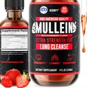 HERBIFY Mullein Drops - Lung Cleanse - Leaf Extract - Powerful Mullein for Immune Dukung, Detox & Respiratory Dukungan - Dibuat di USA - 4 Oz Strawberry Flavor