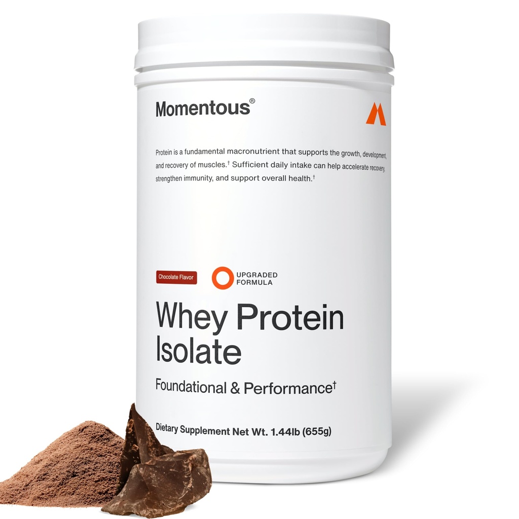 Momenous Estious Grass- Fed Whey Protein Powder - 20 g Whey Isolat Protein - NSF Disahkan untuk Sport - Gluten- Free - 24 Servis untuk Penggunaan Esceverly - Chocolate - Paket May Wary