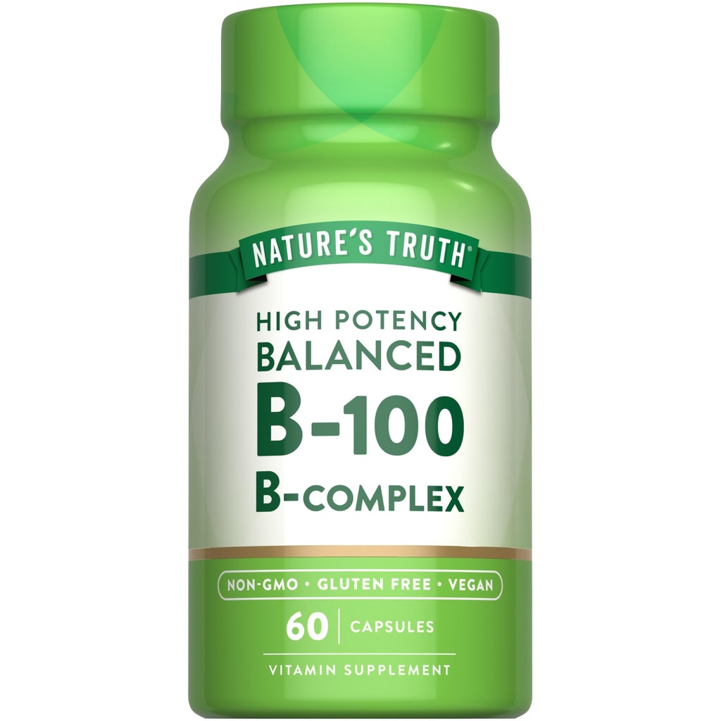 Nature 's Truth Vitamin B Complex 124; 60 Capsules 124; High Potency B-100 14; Non-GMO & Gluten Free Suplemen