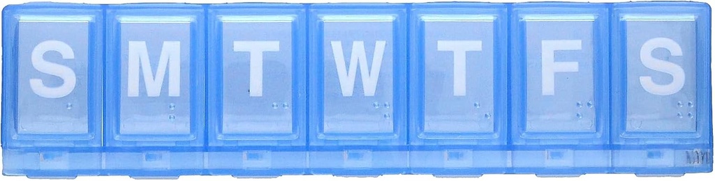 EZY DOSE Weekly (7- Day) Pill Planner, Medicine Case, Vitamin Organizer Box, Large Locking Comment to Secure Prescription Medication and Prevent Accidental Spilling, Blue