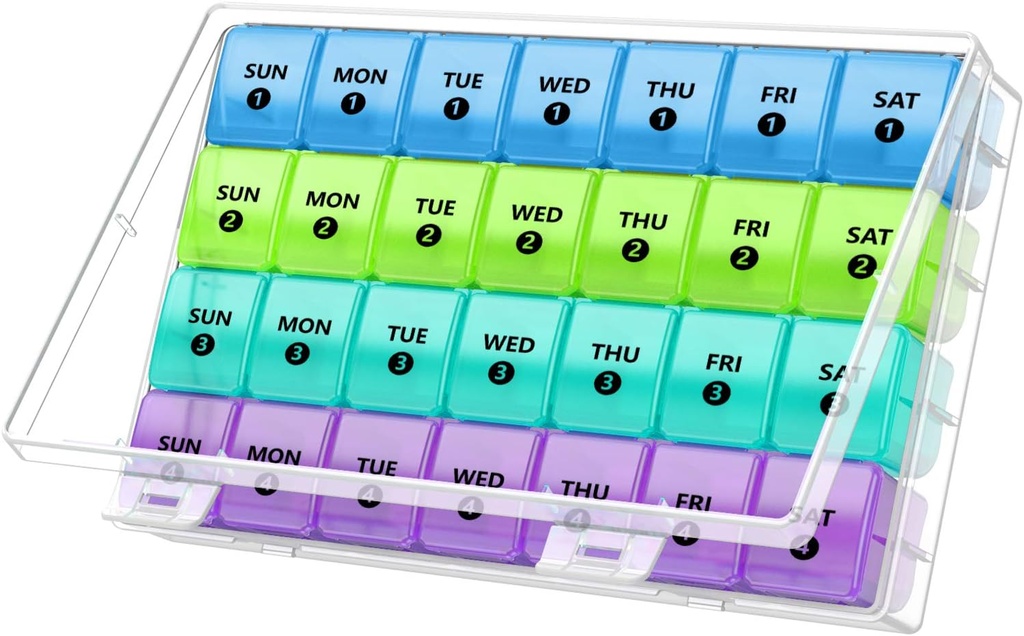 DANYING XL Monthly Pill Organizer 1 Time a Day with Dust- ProviceCase, Extra Besar 4 Weeks Pill Box Once a day, 28 Days Pill Container 1 Per Day, Weekly Vitamin Case, Daily Medicine Organizer